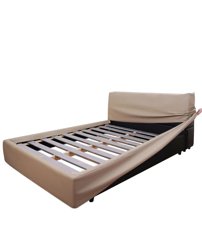 Lit plateforme rembourré + housse de tête de lit | Anthracite classique 