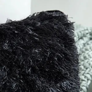 Solid Deluxe Plush Throw Pillowcase 2 Pack - Black