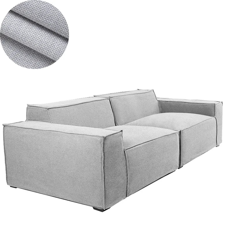 One Piece Custom Sofa Slipcover | Elara Flax- Light Gray