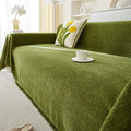 Chenille Solid Woven Stretch Sofa Blanket - Green