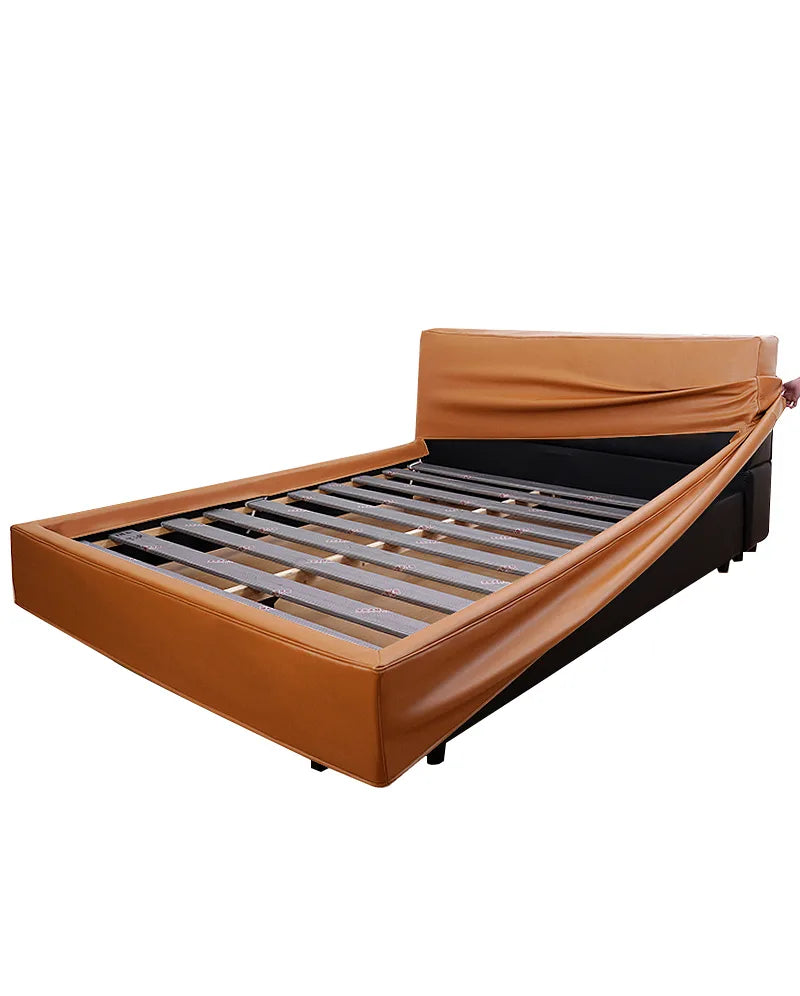 Lit plateforme rembourré + housse de tête de lit | Anthracite classique 