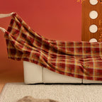 G 9016 Red Luck Grid Fur-Free Sofa Cover | Retro Plaid Custom Cover