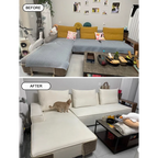 Grey fabric custom slipcover before and after results