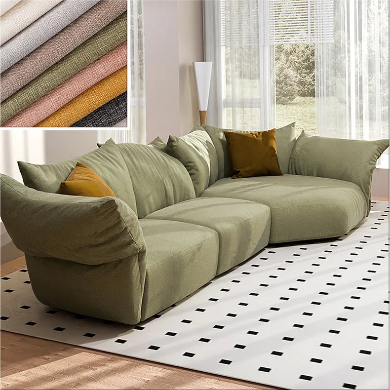 Soft linen fabric custom sofa slipcover in neutral beige