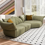 Soft linen fabric custom sofa slipcover in neutral beige