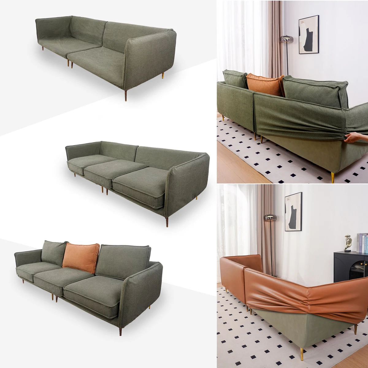Modern home interior featuring custom sofa slipcover
