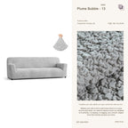 Gray custom 4-seater sofa cover – modern washable stretch slipcover by Plume Bubble