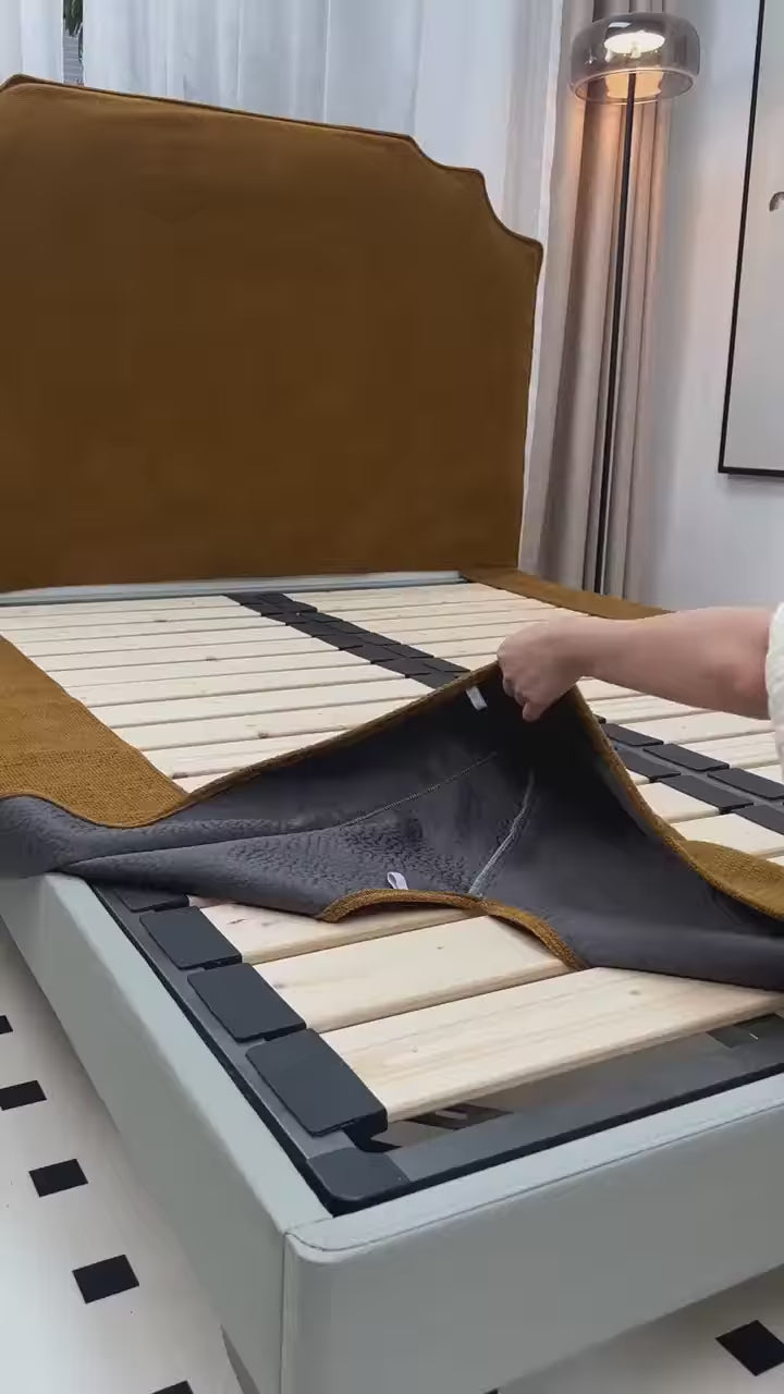 Spiced Chestnut | Bed Frame + Headboard Cover