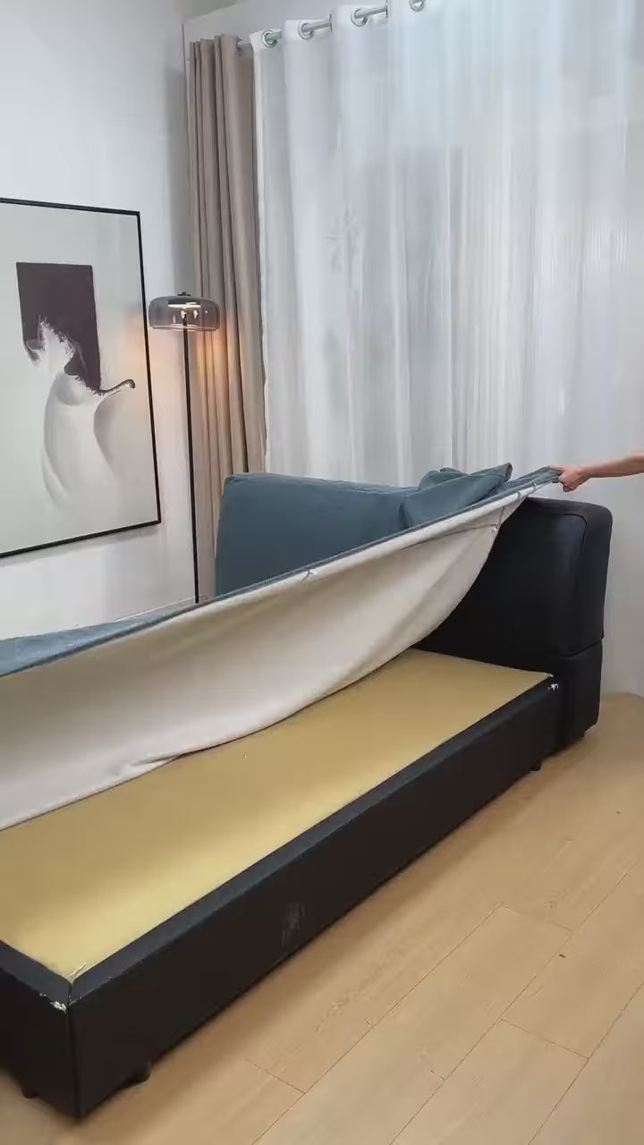 Bed Frame + Headboard Cover In Full | Midnight Indigo