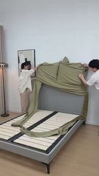 Bed Frame + Headboard Cover | Sienna Velour - Fieldstone Olive