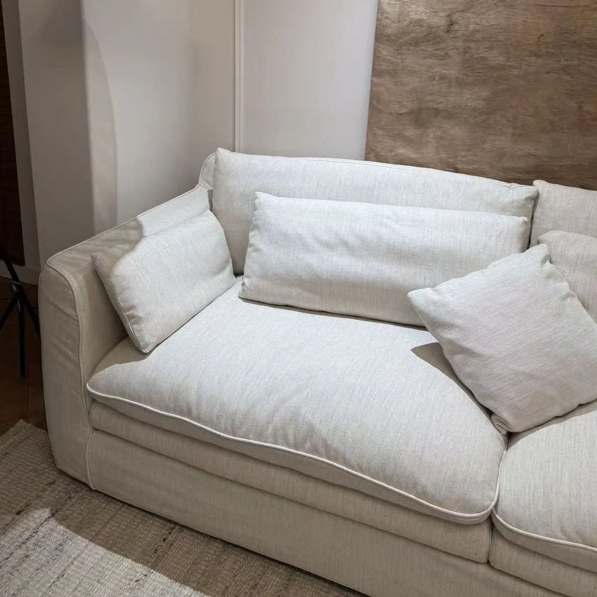 Custom Sofa Slipcover — Elara Flax
